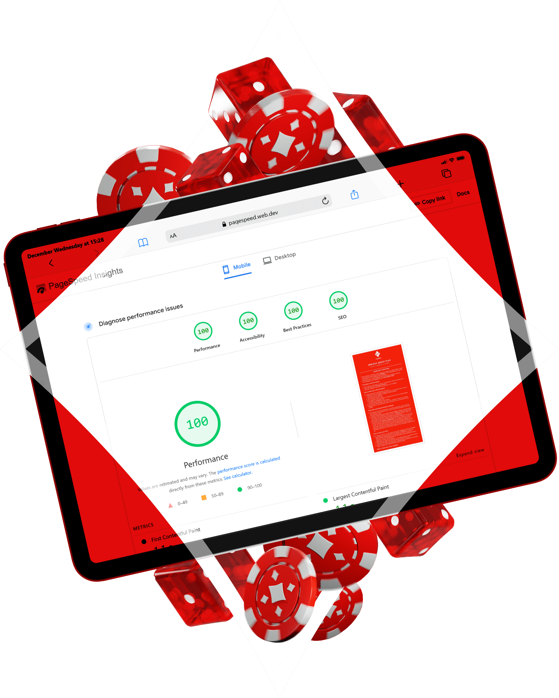 Google Speed test result for new design for Vgn Games Terms & Conditions